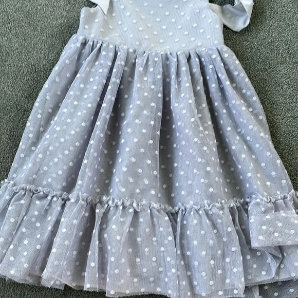 Maisonette Maison Me Polka Dot Gray Anja Tulle Dress “Dusty Blue” - Picture 4 of 12